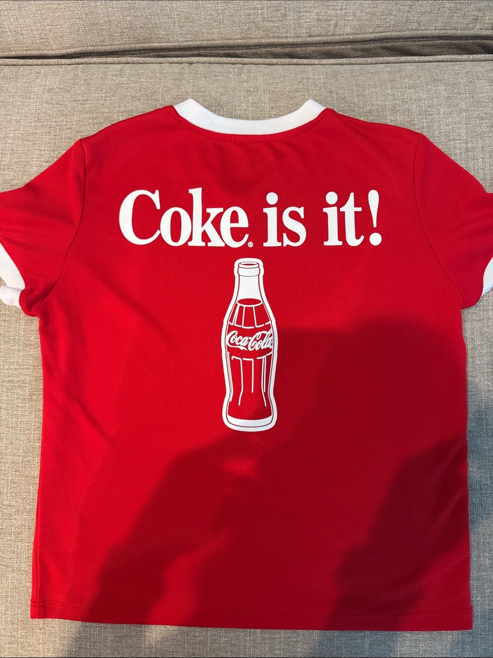 Coca Cola Red V-Neck Kids Tee with White Logo - Picture 3 of 3